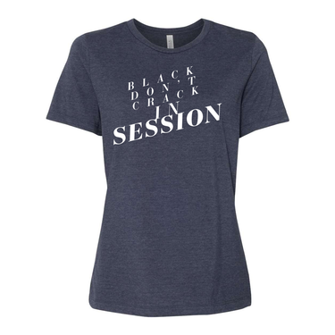 Black Don't Crack In Session - Yelani Tees - Women’s Relaxed Fit Heather Dark Grey- Plant Based Hair Care for Natural Hair